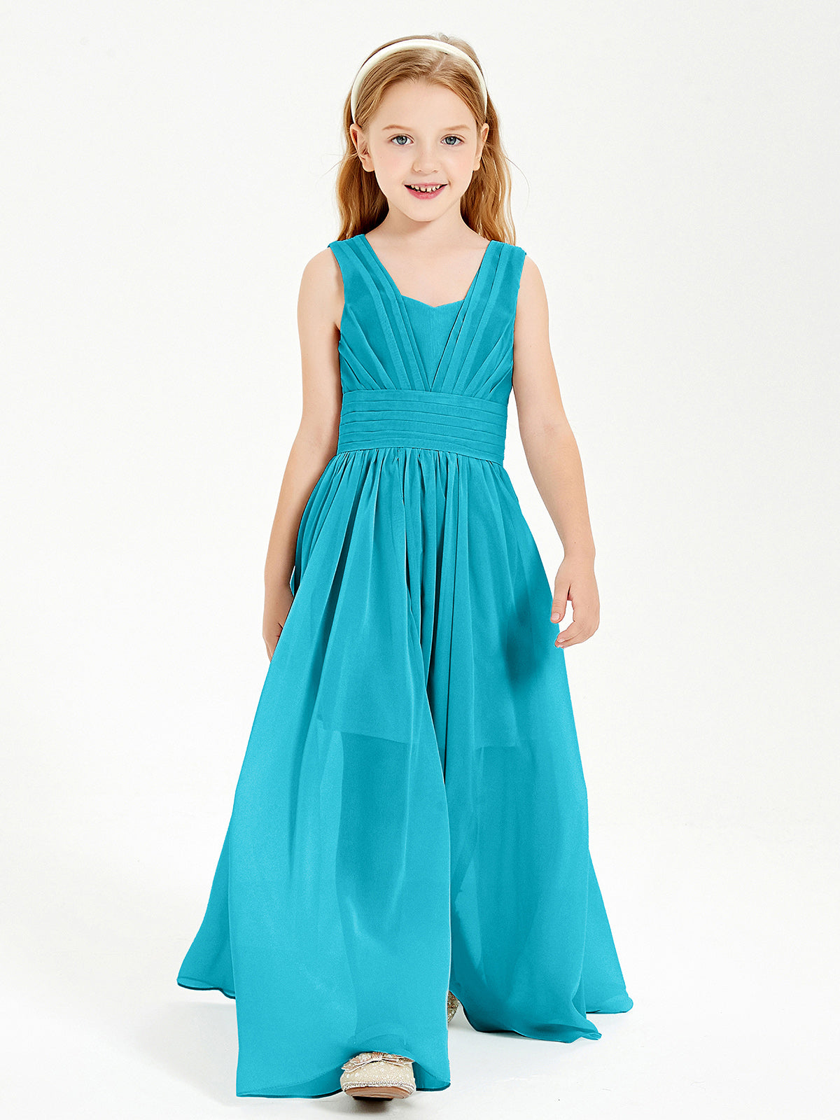 Long V-neck Junior Bridesmaid Dresses Jade